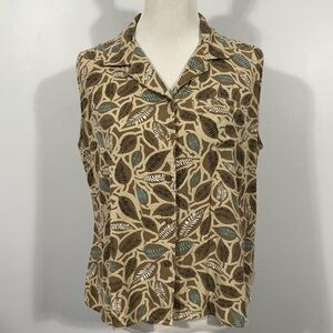 Woolrich silk blend leaf print sleeveless top size large